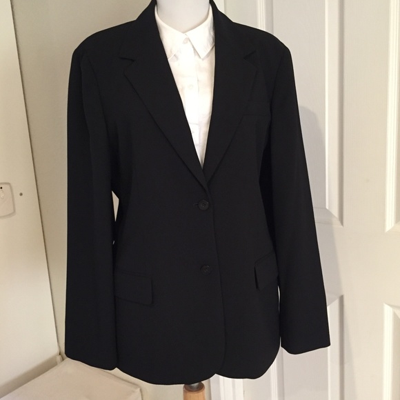 Evan Picone sz 14 black crepe blazer - lined - Picture 1 of 5